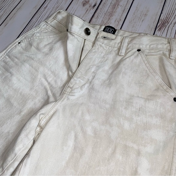 White/cream BDG carpenter style white paint splatter jeans - Picture 6 of 8
